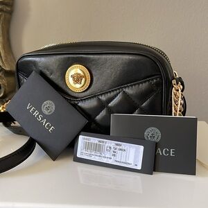 VERSACE  Nappa Quilted La Medusa Camera Bag